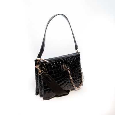 FRNC® ΓΥΝΑΙΚΕΙΑ ΤΣΑΝΤΑ ΧΙΑΣΤΙ/ΩΜΟΥ FINTAPELLE COCCO 5900-BLK