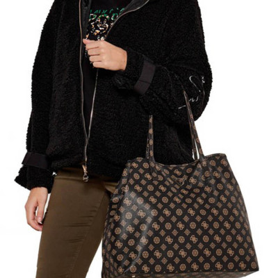GUESS® ΓΥΝΑΙΚΕΙΑ ΤΣΑΝΤΑ VICTTORIA LRG 2 IN 1 TOTE HWEPQ951429-BRO
