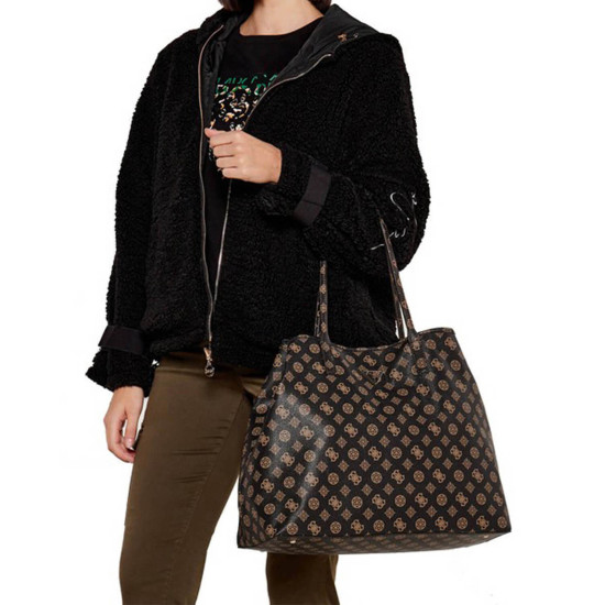 GUESS® ΓΥΝΑΙΚΕΙΑ ΤΣΑΝΤΑ VICTTORIA LRG 2 IN 1 TOTE HWEPQ951429-BRO