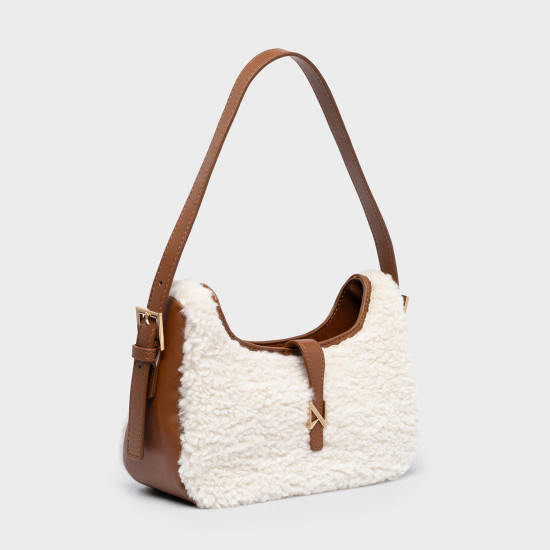 NOLAH® ΓΥΝΑΙΚΕΙΑ ΤΣΑΝΤΑ SHEEPY OFF WHITE BROWN