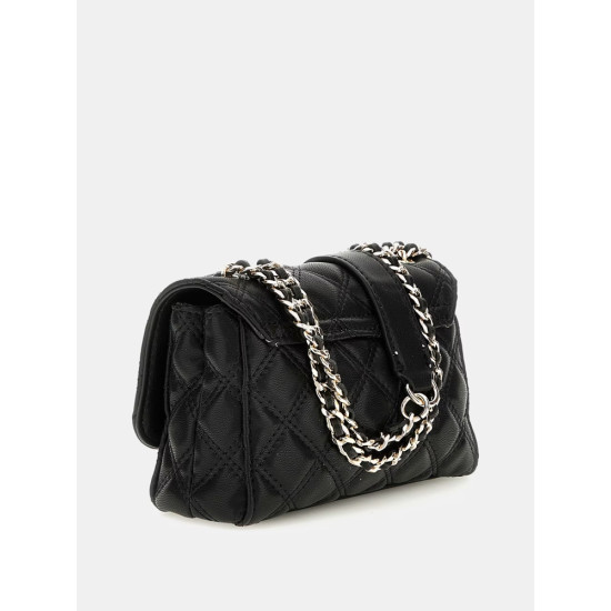 GUESS® GIULLY MINI 2 COMP CNVRTBL FLP ΤΣΑΝΤΑ ΓΥΝΑΙΚΕΙΑ BLACK HWQG8748740