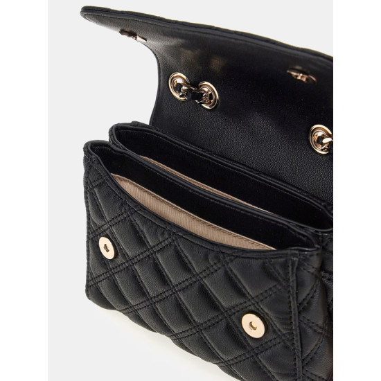 GUESS® GIULLY MINI 2 COMP CNVRTBL FLP ΤΣΑΝΤΑ ΓΥΝΑΙΚΕΙΑ BLACK HWQG8748740