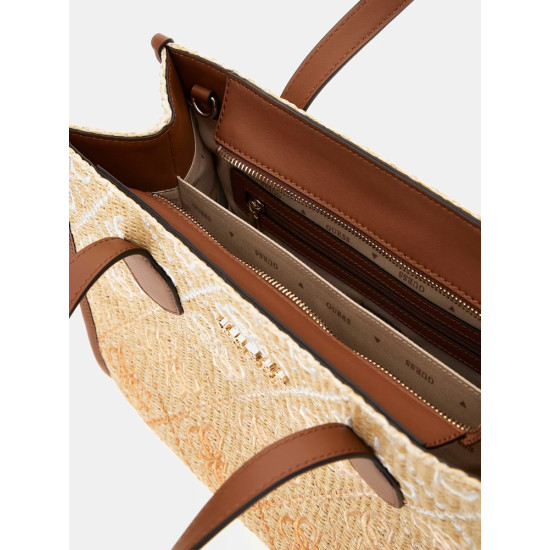 GUESS® SILVANA 2 COMP TOTE ΤΣΑΝΤΑ ΓΥΝΑΙΚΕΙΑ COGNAC/OLIVE HWSW8665220