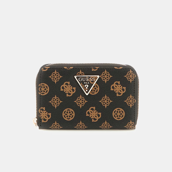 GUESS® LAUREL SLG MEDIUM ZIP AROUND ΑΞΕΣΟΥΑΡ ΓΥΝΑΙΚΕΙΟ MOCHA LOGO SWPG8500140