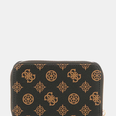 GUESS® LAUREL SLG MEDIUM ZIP AROUND ΑΞΕΣΟΥΑΡ ΓΥΝΑΙΚΕΙΟ MOCHA LOGO SWPG8500140