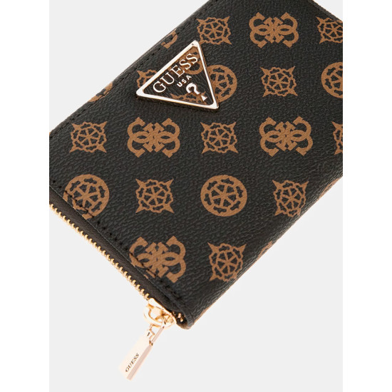 GUESS® LAUREL SLG MEDIUM ZIP AROUND ΑΞΕΣΟΥΑΡ ΓΥΝΑΙΚΕΙΟ MOCHA LOGO SWPG8500140