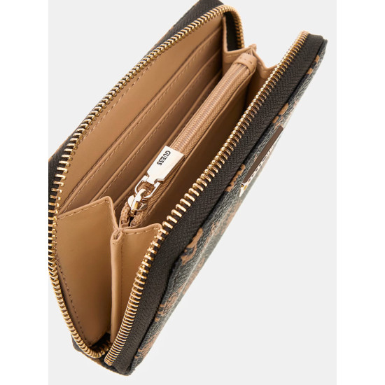GUESS® LAUREL SLG MEDIUM ZIP AROUND ΑΞΕΣΟΥΑΡ ΓΥΝΑΙΚΕΙΟ MOCHA LOGO SWPG8500140
