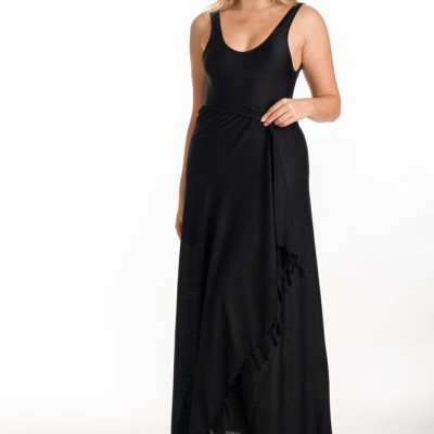 Rima Beachwear® ΠΑΡΕΟ VISCOSE ΜΟΜΟΧΡΩΜΟ ΜΑΥΡΟ ΜΕ ΚΡΟΣΣΙΑ 290-00