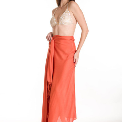 Rima Beachwear® ΠΑΡΕΟ VISCOSE ΜΟΜΟΧΡΩΜΟ ΠΟΡΤΟΚΑΛΙ ΜΕ ΚΡΟΣΣΙΑ 290-05