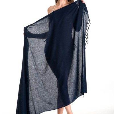 Rima Beachwear® ΠΑΡΕΟ VISCOSE ΜΟΜΟΧΡΩΜΟ ΜΠΛΕ ΜΕ ΚΡΟΣΣΙΑ 290-06