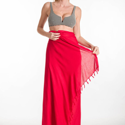 Rima Beachwear® ΠΑΡΕΟ VISCOSE ΜΟΜΟΧΡΩΜΟ ΚΟΚΚΙΝΟ ΜΕ ΚΡΟΣΣΙΑ 290-14