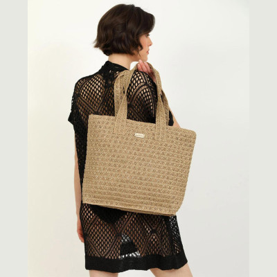 DOCA® ΓΥΝΑΙΚΕΙΑ ΤΣΑΝΤΑ ΨΑΘΙΝΗ 23410-BEIGE/GOLD