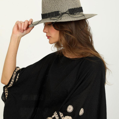 DOCA® ΓΥΝΑΙΚΕΙΟ ΚΑΠΕΛΟ 47429-BLACK/OFFWHITE one size