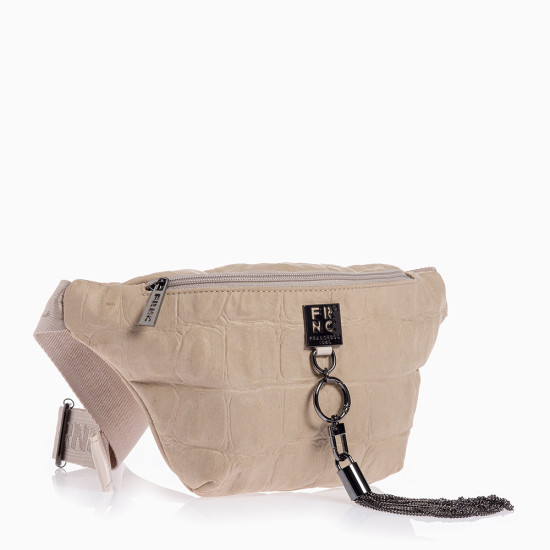 FRNC® ΓΥΝΑΙΚΕΙΑ ΤΣΑΝΤΑ NUBUCK CROCO ΜΕ ΦΟΥΝΤΑ 6130-BG