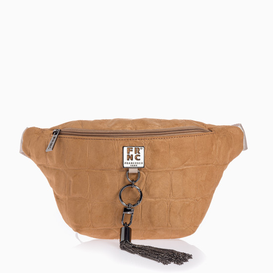 FRNC® ΓΥΝΑΙΚΕΙΑ ΤΣΑΝΤΑ NUBUCK CROCO ΜΕ ΦΟΥΝΤΑ 6130-DCU