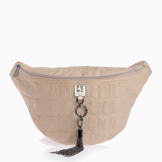 FRNC® ΓΥΝΑΙΚΕΙΑ ΤΣΑΝΤΑ NUBUCK CROCO ΜΕ ΦΟΥΝΤΑ 6131-BG