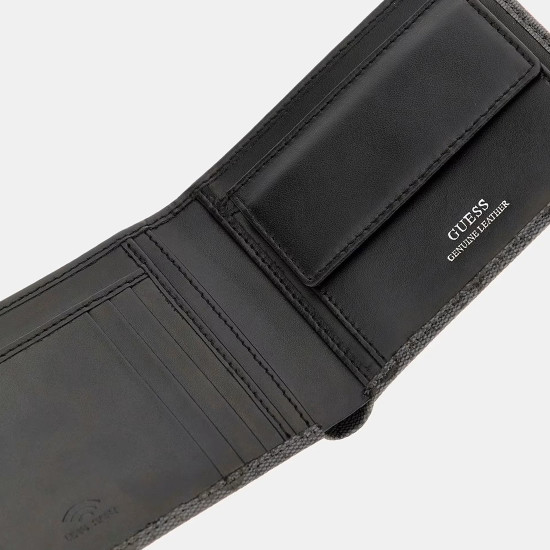 GUESS® ΠΟΡΤΟΦΟΛΙ ΑΝΔΡΙΚΟ MILANO BLLFLD W COIN POCKET SMVELELEA20-BLA
