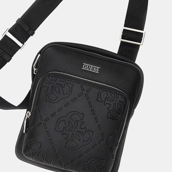 GUESS® ΤΣΑΝΤΑ ΑΝΔΡΙΚΗ BOSTON CROSSBODY FLAT HMBOMGP5423-BLA