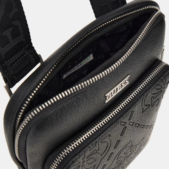 GUESS® ΤΣΑΝΤΑ ΑΝΔΡΙΚΗ BOSTON CROSSBODY FLAT HMBOMGP5423-BLA